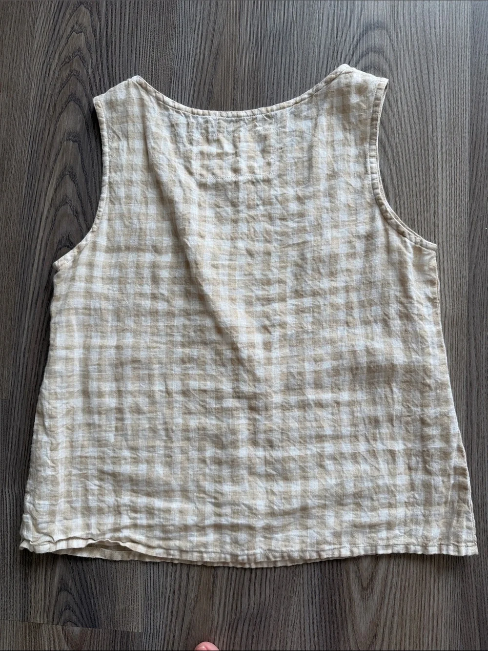 NotPERFECTLINEN 100% Linen Tank Top in Gingham Print - Small - Picture 4 of 4